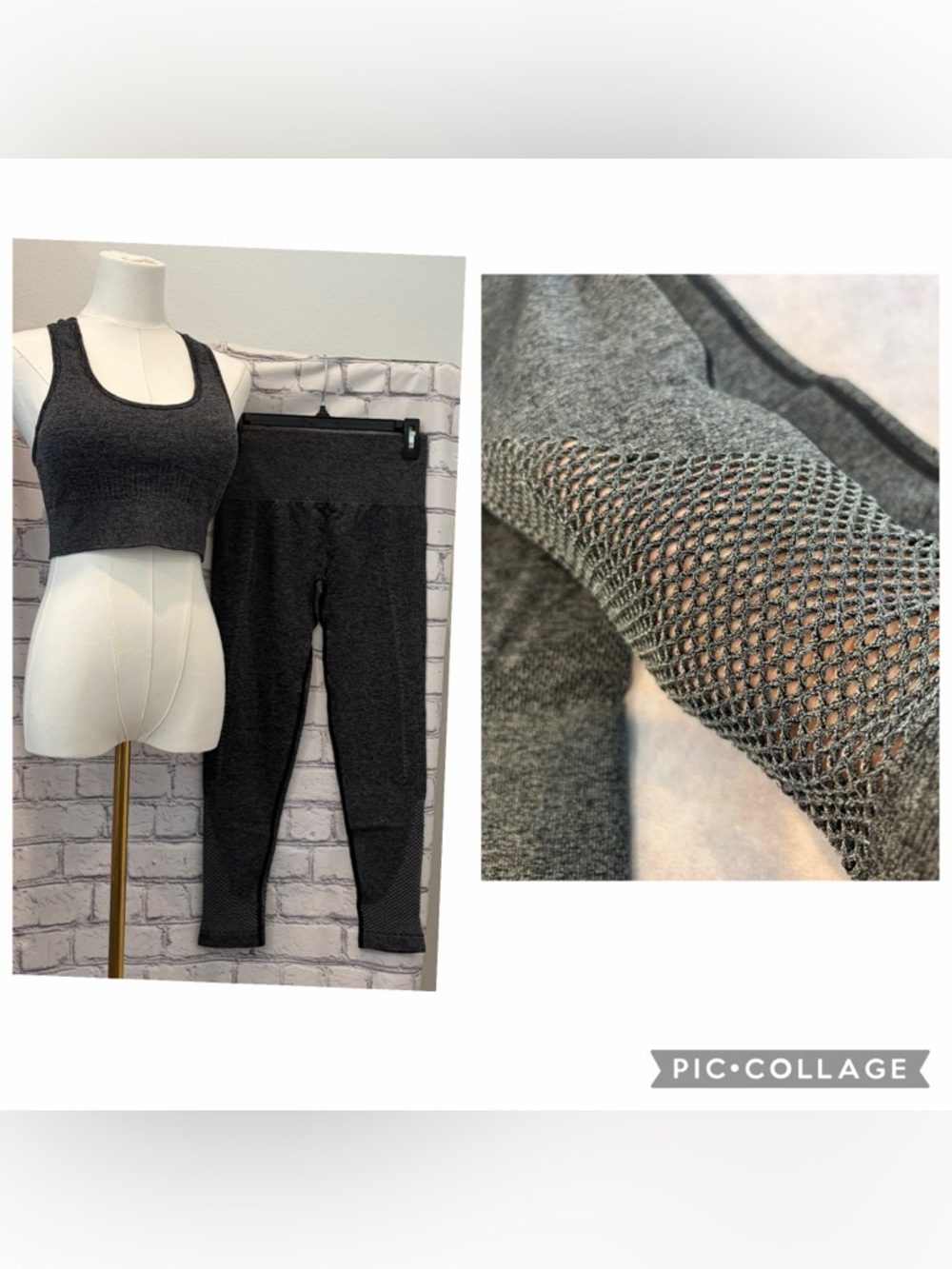 Unbranded Size:L Charcoal Seamless Sports Bra and Legging Set NWOT